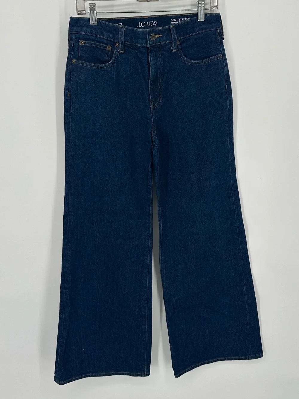 J. Crew Denim Trouser Wide Leg Jean Size 27 Rinse Wash High Ride Semi-Stretch